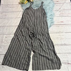 Elan Grey and White Striped Jumpsuit sz L